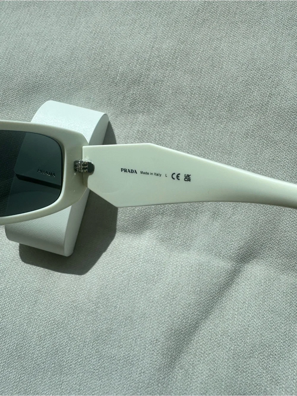 White Retro Prada Rectangle Sunglasses